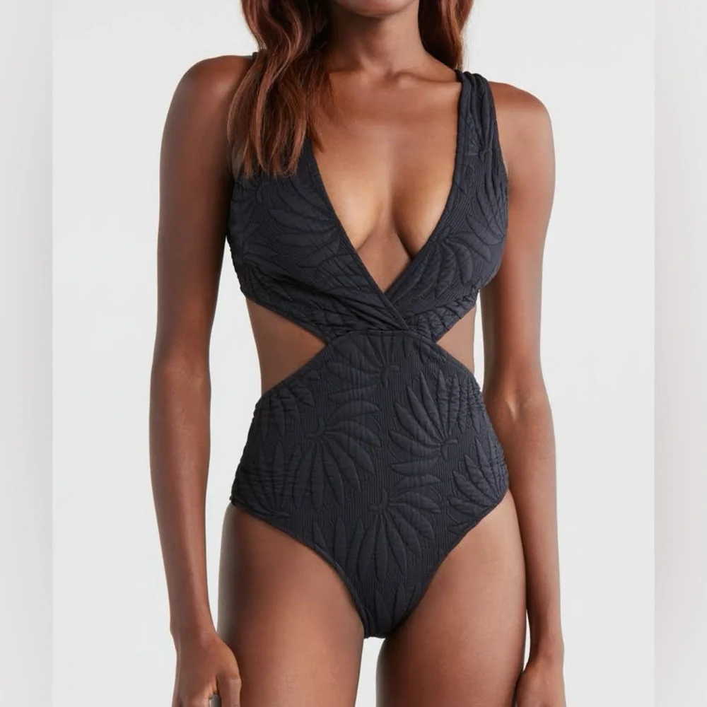 Farm Rio Copabanana Side Cutout Quilted One-Piece Swimsuit - Picture 1 of 10